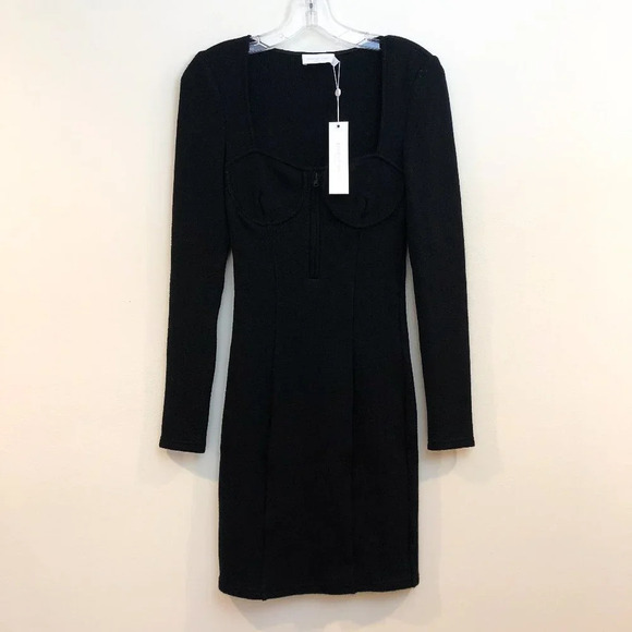 Jonathan Simkhai Standard Pia Bustier Underwire Zip Front Black Mini Dress S NWT - Picture 3 of 10